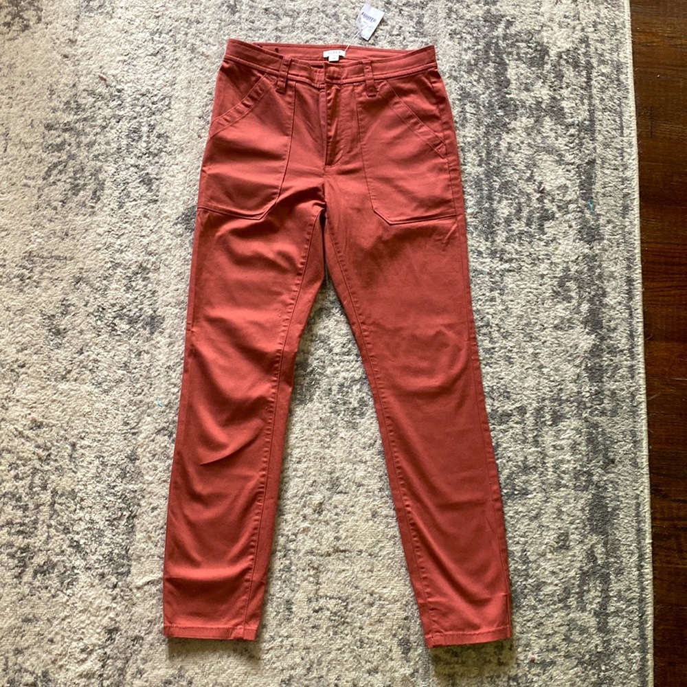 J crew fitted cargo slim fit rust terracotta color